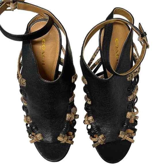 Coach Jody Mixed Texture Stiletto Heels Sandals Size 6.5 - Picture 2 of 8